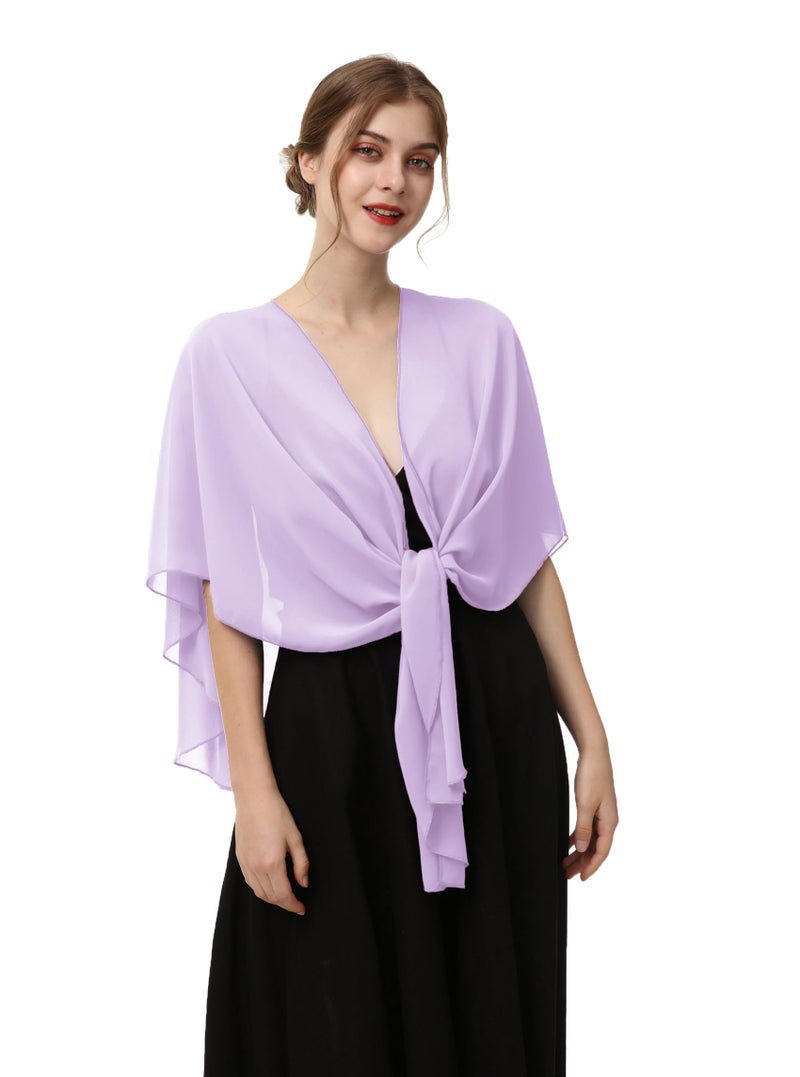 Hotshawl Womens Chiffon Shawls and Wraps, Wedding Party Shawl Scarf for Evening Dresses (Lilac) - Image 3